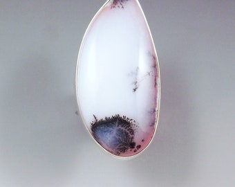 Dendritic Opal Ring- Merlinite- Super Cute Dendrites- Magical Ring- Hammered Sterling Silver- Chunky Ring- Silver Statement Ring