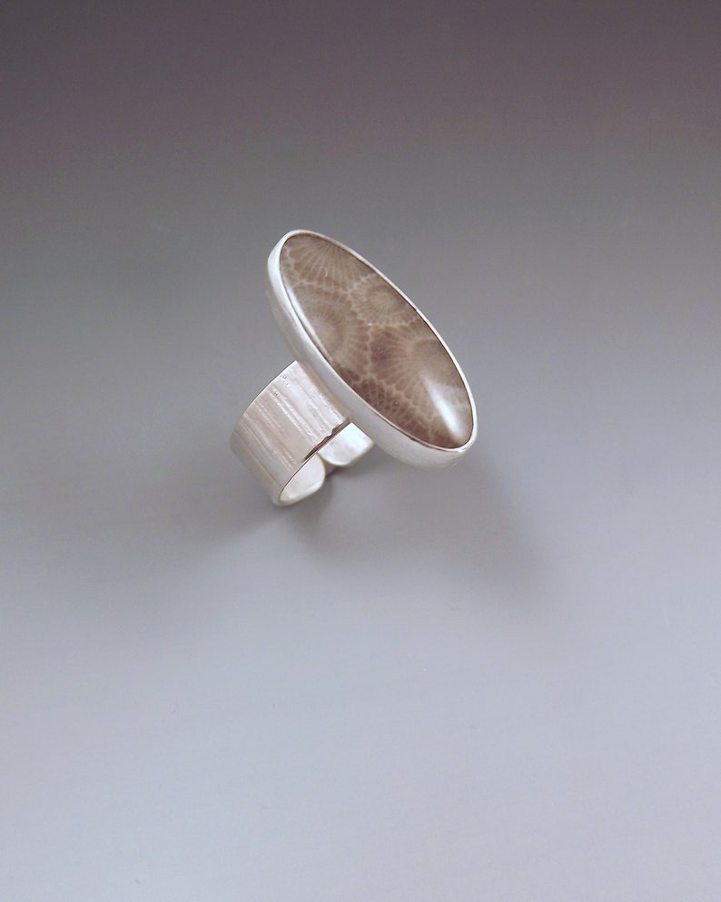 Fossil Jewelry Petoskey Ring Michigan Made Michigan Petoskey Stone Silver Ring