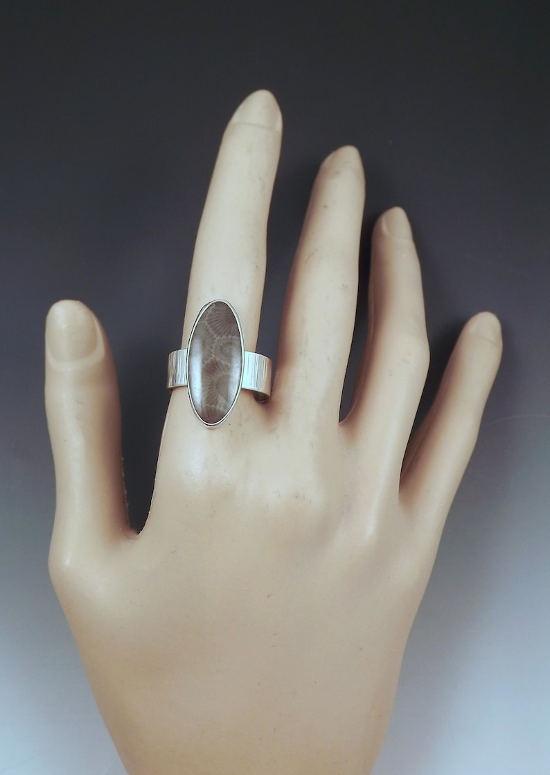 Fossil Jewelry Petoskey Ring Michigan Made Michigan Petoskey Stone Silver Ring