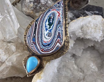 Fordite Necklace- Detroit Agate- AMAZING Super Miny Swirly- Collector's Piece- Merlin's Gold- Michigan Made- One of a Kind- Fordite Necklace
