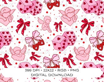 Valentines Day Seamless | Coquette Valentines Day Seamless | Trendy Valentines Day | Pink Valentines Seamless | Valentines PNG