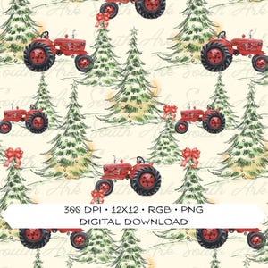 Sömlös fil för lantlig jul | Digital design för vintertraktor | Sömlös fil för lantlig jul | Design av vintertyg | 300 DPI