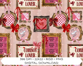 Valentines Day Seamless | Coquette Valentines Day Seamless | Western Valentines Day | Punchy Seamless | Digital Design