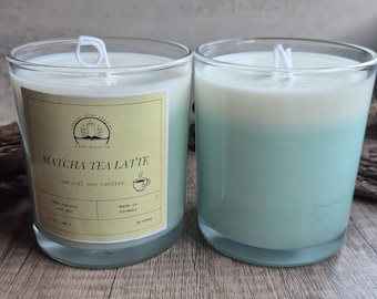 Świeca Matcha Tea Latte, organiczny wosk sojowy, przyjemny zapach, różne rozmiary