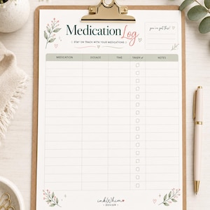 Medicinlogg Utskrivbar PDF, daglig dos och tidsregistrering