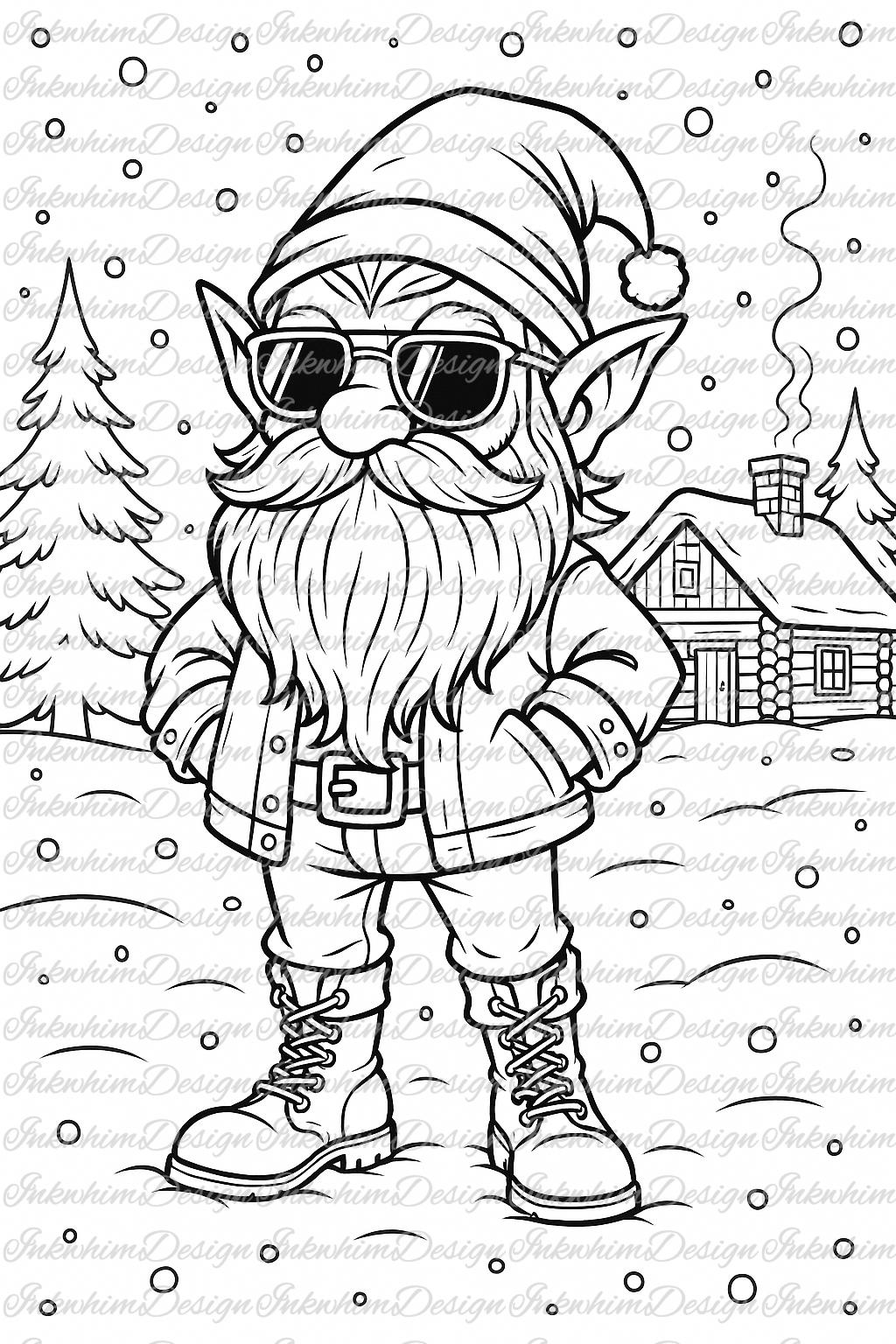 サンタの幾何学的な顔 - 複雑なぬりえページ クリスマス 印刷用, image size:1024x1536