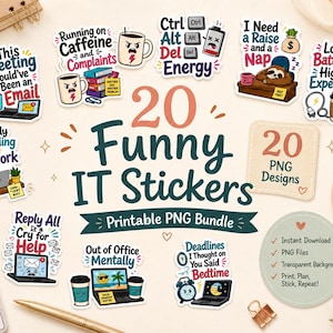 Funny IT PNG Bundle: 20 Tech Support and Computer Humor Designs