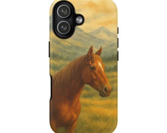 Coque de portable sur le thème du cheval : art équestre de la nature, résistante aux chocs