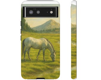 Élégante coque de portable cheval, cadeau pour les amoureux des animaux, décoration rustique, esthétique naturelle, accessoires respectueux de l'environnement, protection technologique unique