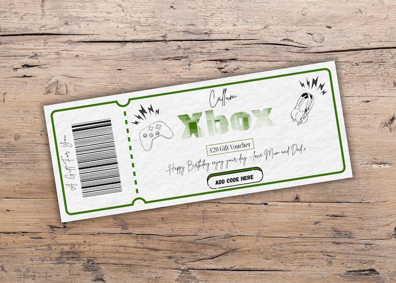Xbox Gift Card Code Example Layout Printable Xbox Gift Voucher Template, Gamer Gift: Editable Gaming Gift ...