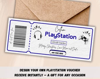 Sjabloon PlayStation Gamer-cadeaubon voor kerst of verjaardag - Lastminute-aangepast gamingticket Cadeau: digitale download