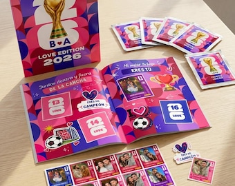 Album Coupe du monde en couple | Ensemble de toiles modifiables, autocollants personnalisés, enveloppes (téléchargement numérique)