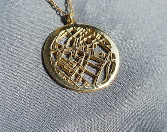 14K Gold Personalized Coordinate Necklace, Where We Met First Date Map Engagement Location Gift