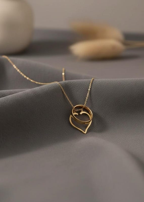 14K Gold Dainty Ring Holder Necklace, Personalized Keeper Pendant, Promise Ring Protector Gift