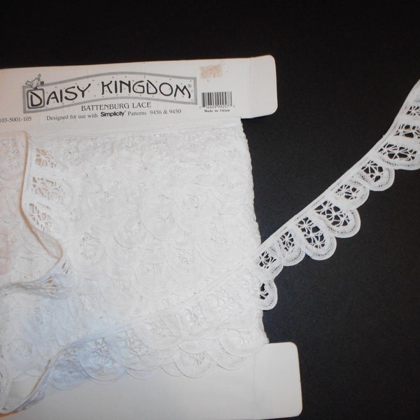 Vintage Daisy Kingdom Battenburg Lace white cotton