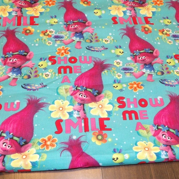Trolls Poppy, Smile, Shown Me, True Colors Are Beautiful, Cotton Fabric, 1 yard