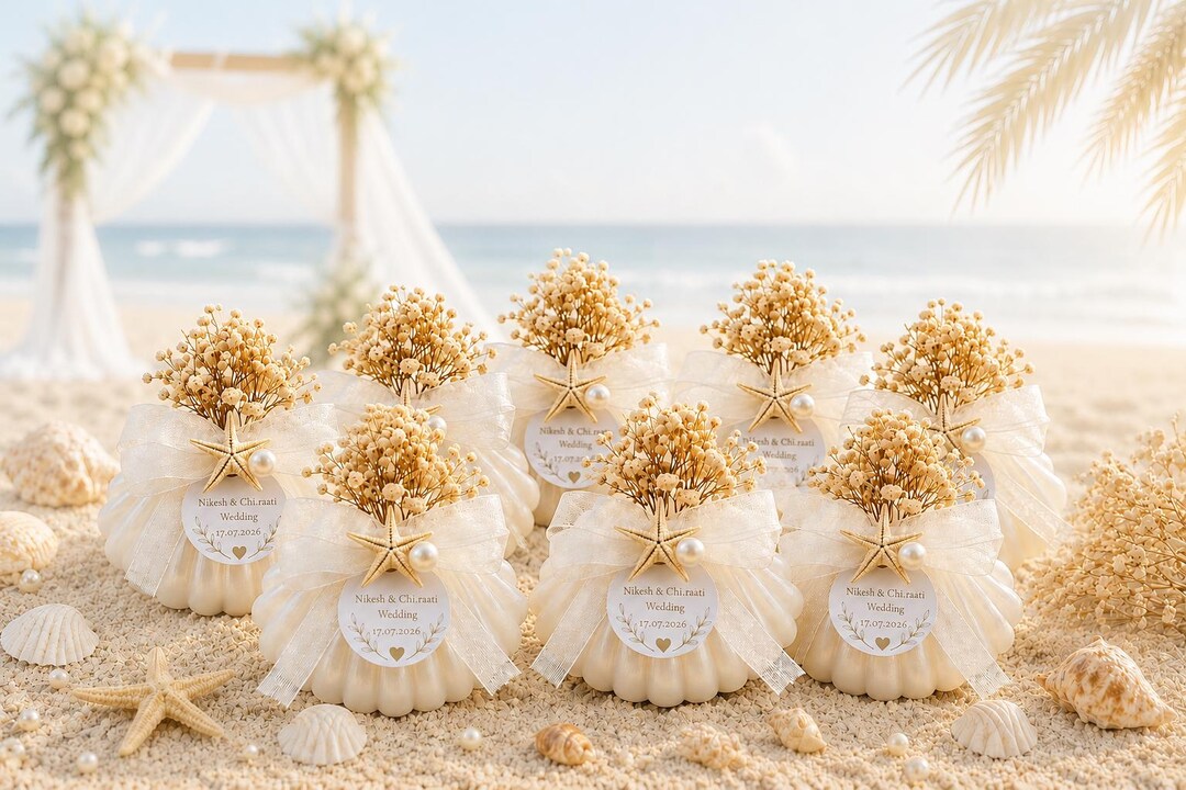 Shell Favour Oyster Shell Beach Wedding Favor, Personalized Seashell Gift, Coastal ...