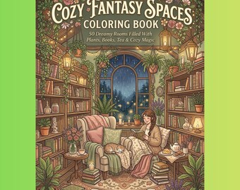Kolorowanka „Kawowe Fantazje” | 50 Kolorowanek z Przytulną Kawiarnią i Magicznym Pokojem | Pobierz cyfrowo w formacie PDF