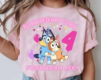 Bluey Birthday Girl Shirt, Personalized 4th Birthday Outfit,