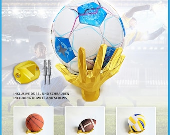 Fentar Porta Palloni da Calcio, Supporto per Esposizione in Legno, Elegante Porta Pallone, Scaffale per Conservazione Palloni, Supporto Versatile per Pallone per Pallavolo, Rugby, Basket, Golf