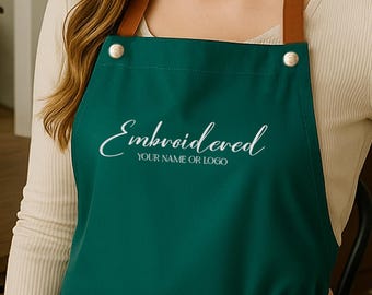 Handmade Custom Embroidered Apron, Personalised Waterproof Cooking Apron For Chef, Crossback Gardening Aprons for women, Gift for her