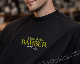 Friseur Schürze mit individuellem Logo bestickt, personalisierte wasserdichte Friseur Schürze, Salon Umhang, Barbier Cape, Friseur Geschenke, Friseur Geschenke