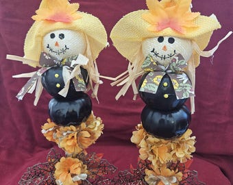 Fall Decoration - Scarecrow -  Centerpiece - Light Hat