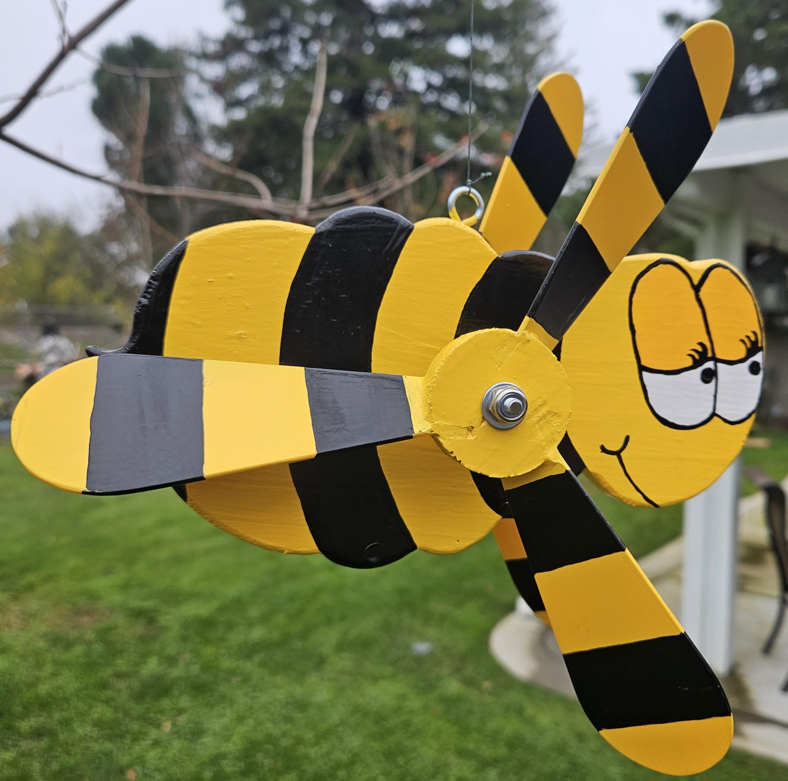 Wood Bumblebee Whirligig - Cedar - Outdoor - Handmade - Eco