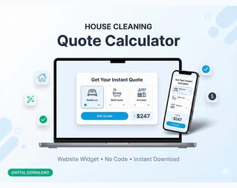 Cleaning Business Quote Calculator Widget | Website Pricing Tool (Instant Download HTML