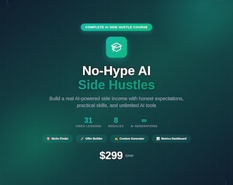 KI-Nebenbusiness-Kurs PREMIUM | 31 Videolektionen + Bonus-Tools + Support | Komplettes Trainingssystem