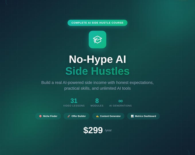 Featured listing image: AI Side Hustle Course PREMIUM - Video Training and AI Tools