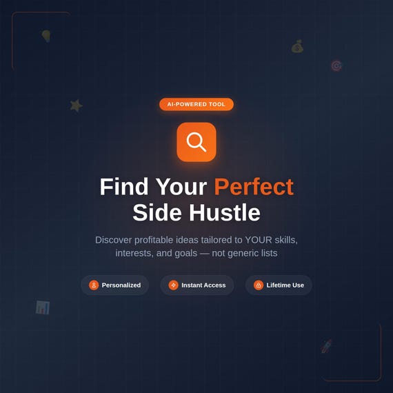 Personalized Side Hustle Idea Toolkit | Skills-Based Business Finder (Instant Download