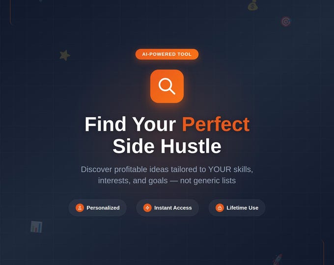 Featured listing image: Personalized Side Hustle Idea Toolkit | Skills-Based Business Finder (Instant Download