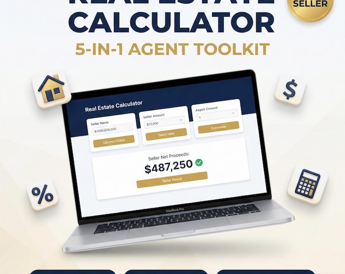 Featured listing image: Real Estate Agent Calculator | Seller Net Sheet, Listing Tool (Digital Download)