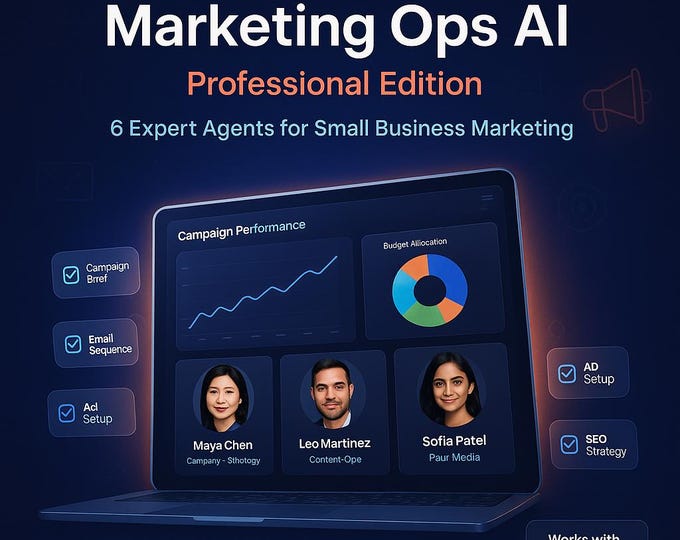 Featured listing image: AI Agents for Small Business — Marketing Ops Automation: Ads, SEO, Social (ChatGPT)