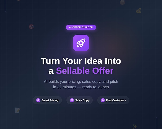 Featured listing image: AI Offer Builder Tool | Create Pricing Packages & Sales Copy in Minutes | Side Hustle Launch Kit | Instant Digital Access