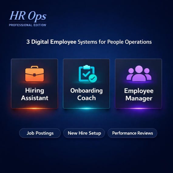 HR Operations AI Toolkit for Small Business | Hiring + Onboarding + Employee Management System | Instant Download