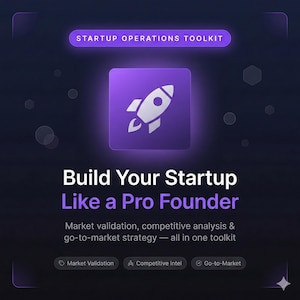 Startup Operations AI Toolkit for Founders | Market Validation + Competitive Analysis + Go-to-Market Strategy | Instant Download