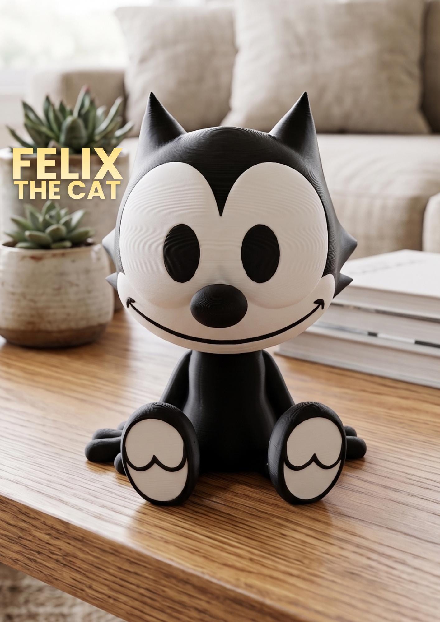 FELIX THE CATフィリックス　木製ドール Mサイズ 3D Printed Felix the Cat Figure | Cartoon Collectible | Cartoon