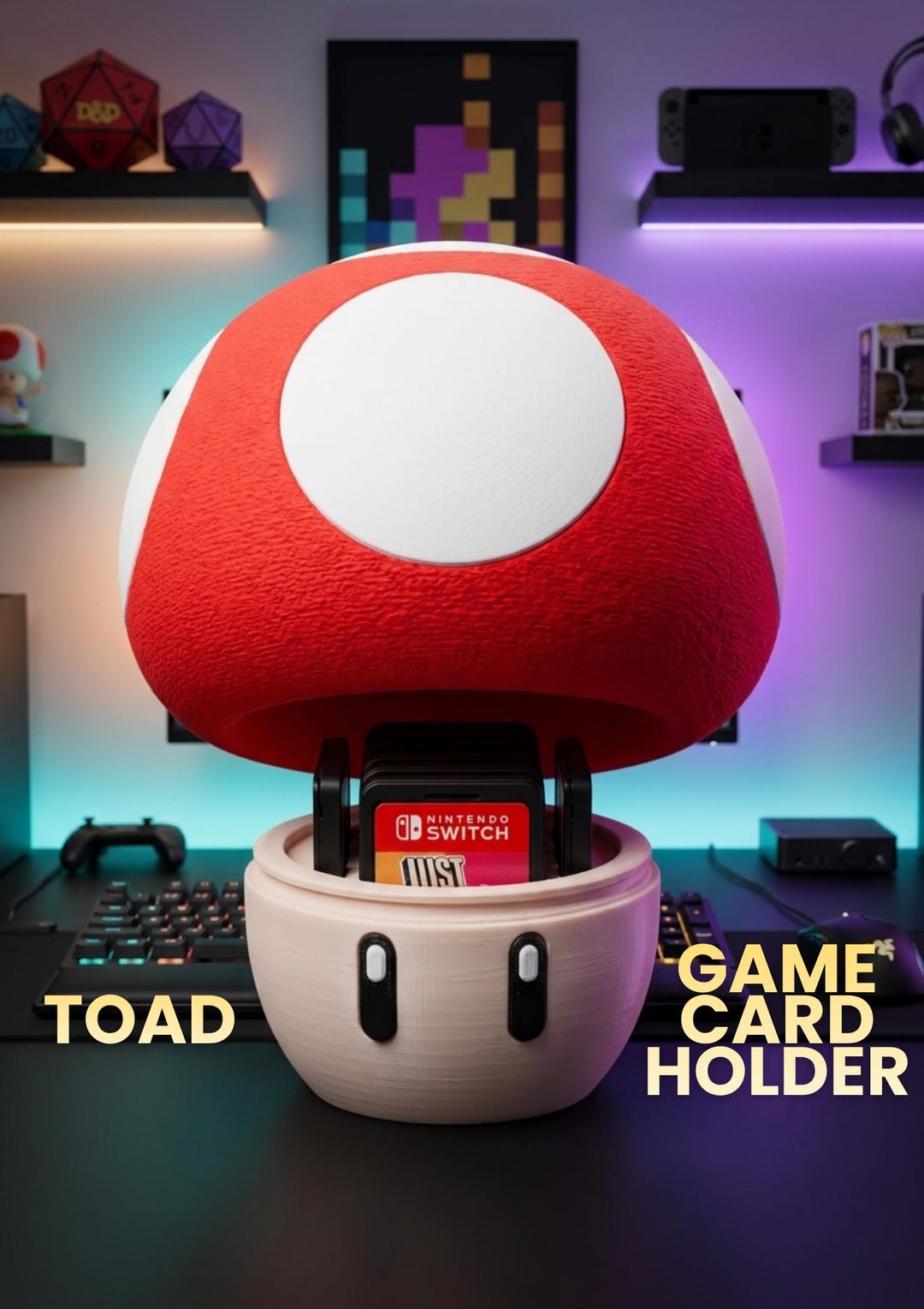 Toad Game Card Holder | 3D Printed Retro Gaming Desk Accessory | Gamer ...