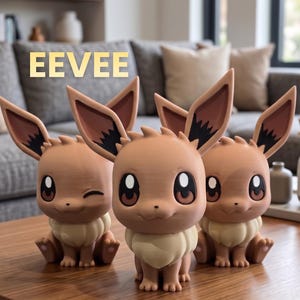 3D-utskriven EEVEE-figur | Pokémon-samlarobjekt | Speldekor | Nördgåva