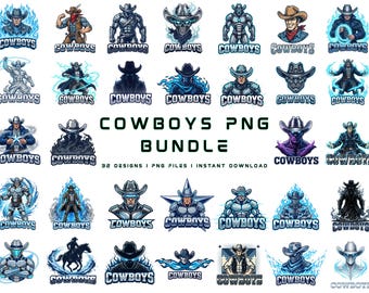 32 Cowboys PNG Bundle: Western Cut Files, T-Shirt Designs (Instant Download)