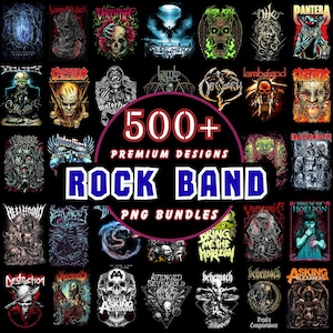 500+ Rock Band T-Shirt Design Bundle PNG | Music Shirt Graphics | Digital Download