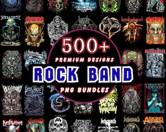 500+ Rock Band T-Shirt Design Bundle PNG | Music Shirt Graphics | Digital Download