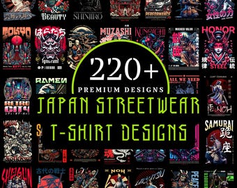 220+ Japanese T-Shirt Design PNG Bundle | Samurai, Geisha, Koi Fish (POD)
