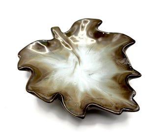 Handmade Ceramic Leaf Trinket Dish | Earth Tone Pottery, Autumn Home Accent