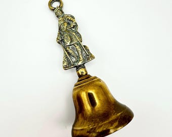 Vintage Brass Hand Bell with Figural Handle | Decorative Brass Bell | Cottage Farmhouse Décor | Working Bell