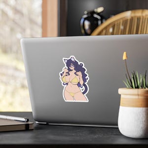 Curvy Catgirl Bikini Sticker | Kiss-Cut Viny l Aufkleber | NSFW Sticker 3"x4" 4"x6"6"x8" 8"x10" Bild 3