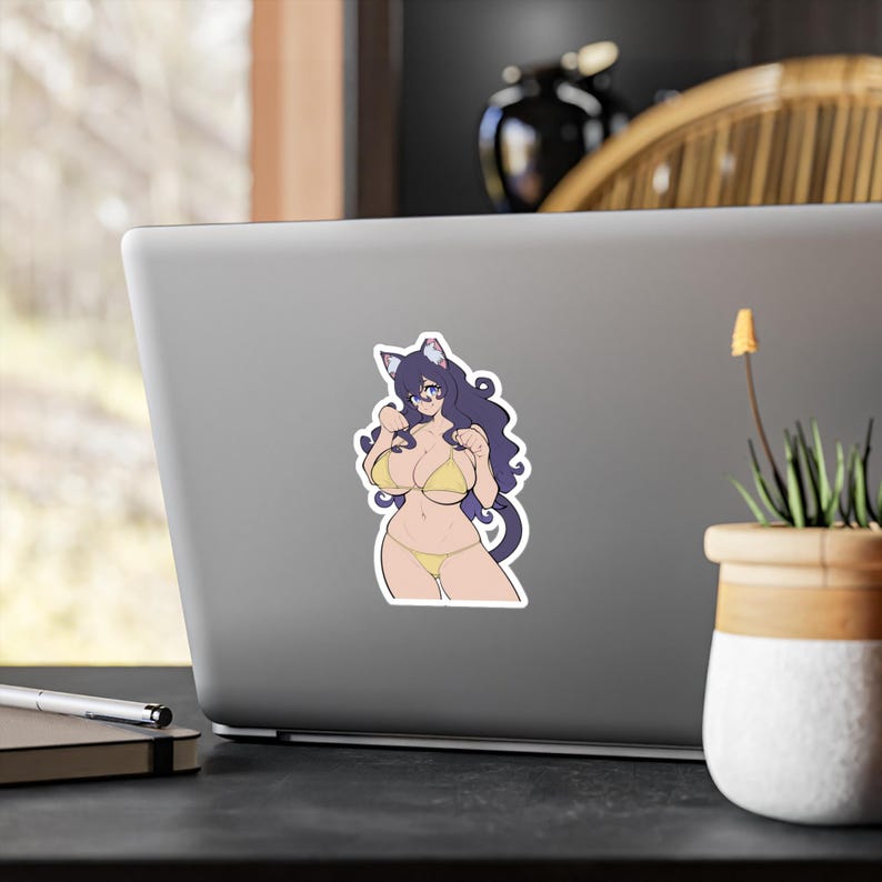 Curvy Catgirl Bikini Sticker | Kiss-Cut Viny l Aufkleber | NSFW Sticker 3"x4" 4"x6"6"x8" 8"x10" Bild 3