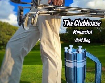 Golf Bag Alternative - Minimalist Golfing Accessories holder for Clubs, Tees, Balls, Towel, and Pencil - Gift for Mom & Dad! "The Clubhouse"